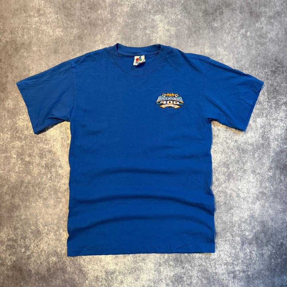 Vintage 1997 Brickyard 400 NASCAR‎ T Shirt Mens Medium Blue Midwest Embroidery